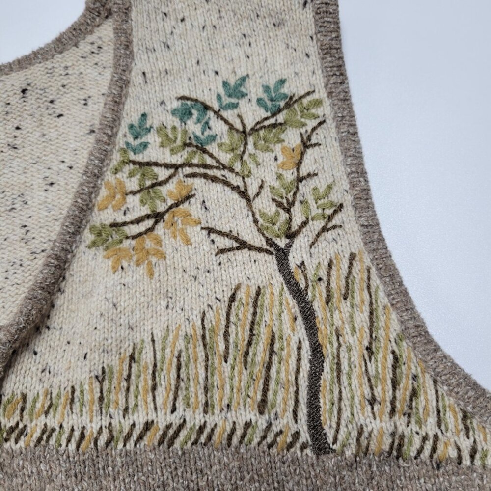 Vintage Teddi Autumn Theme Sweater Embroidered Vest Size Large - Picture 8 of 10
